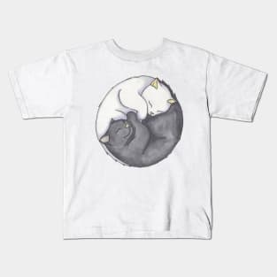 Yin And Yang, Sleeping Cats Kids T-Shirt